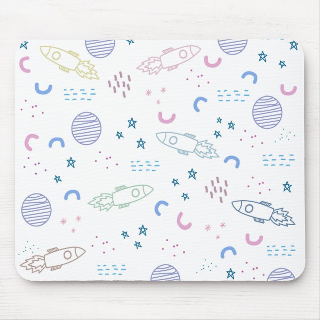 Cute Space Rockets Pattern | Mouse Pad (Front)