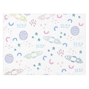 Cute Space Rockets Pattern   Tablecloth