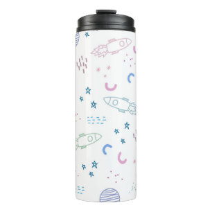 Cute Space Rockets Pattern Thermal Tumbler