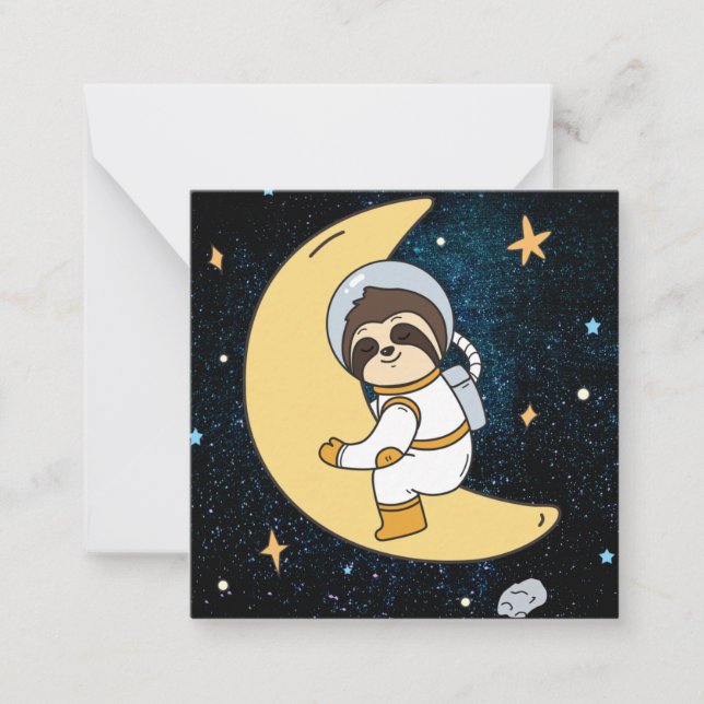 Cute Space Sloth Note Card (Front)