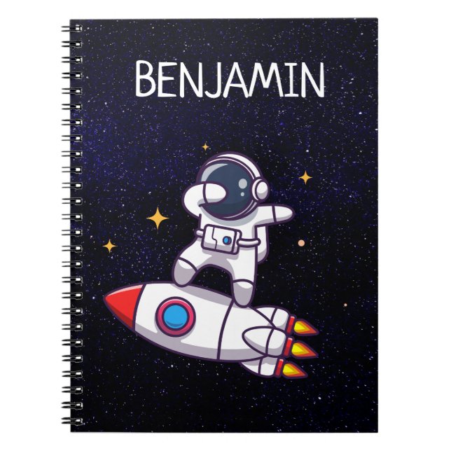 Cute Space Theme Any Age Birthday Notebook (Front)