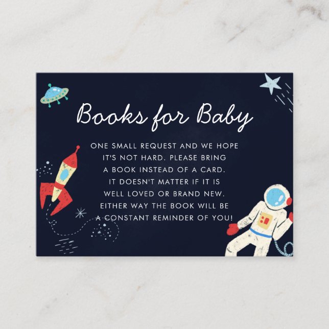 Cute Space Theme Baby Shower Book Request Enclosure Card (Front)