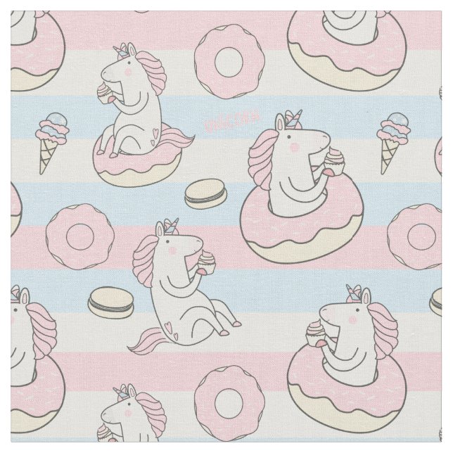 Cute Space Unicorns Fabric (Close Up)