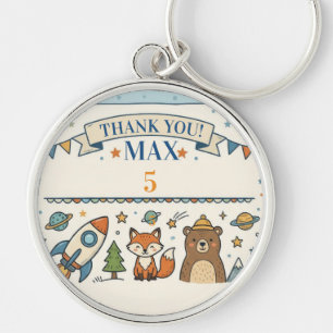 Cute Space & Woodland Birthday Party Keychain