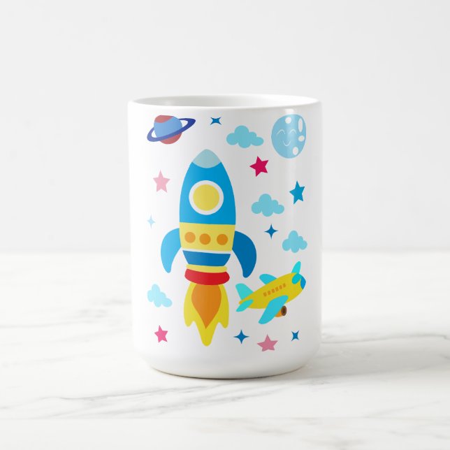 Cute Spacecraft Rocket Ships Pattern Coffee Mug (Center)