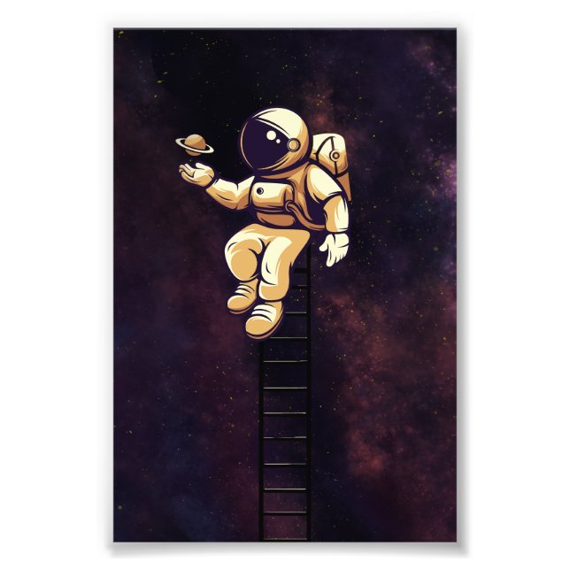Cute Spaceman Astronaut Art Galaxy Outer Space Photo Print (Front)
