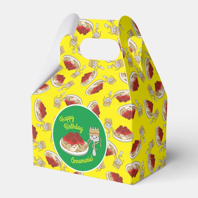 Cute Spaghetti Kids Birthday Party Kawaii Favor Box (Front Side)