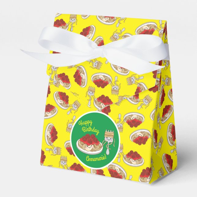 Cute Spaghetti Kids Birthday Party Kawaii Favor Box (Front Side)