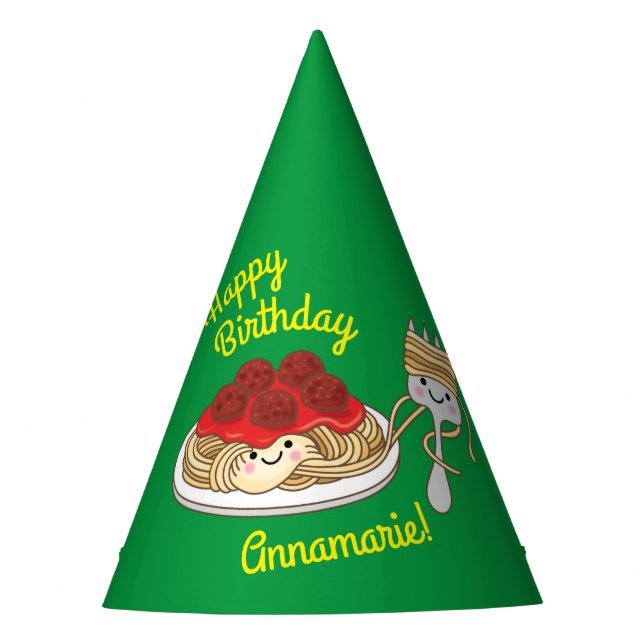 Cute Spaghetti Kids Birthday Party Kawaii Hat (Front)