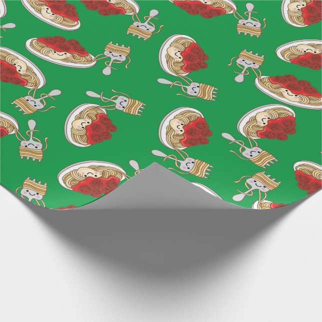 Cute Spaghetti Kids Birthday Party Kawaii Wrapping Paper (Corner)