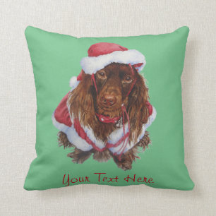 Cute spaniel dog realist art Christmas Throw Pillow