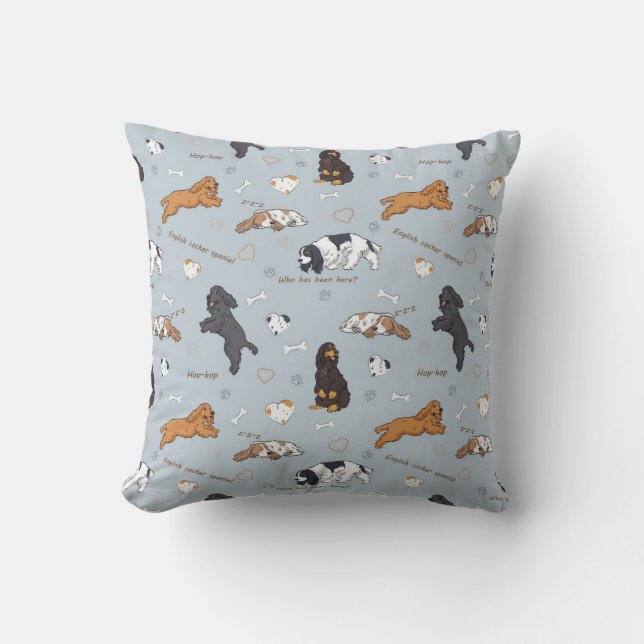 Cute Spaniels Dogs Pattern Throw Pillow (Front)