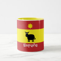 Cute Spanish Bull, Sun & Flag
