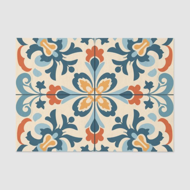 Cute Spanish tile pattern decoupage  Tissue Paper (Front)