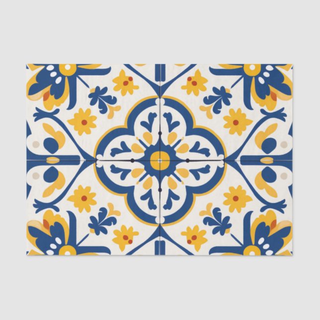 Cute Spanish tile pattern decoupage Tissue Paper (Front)