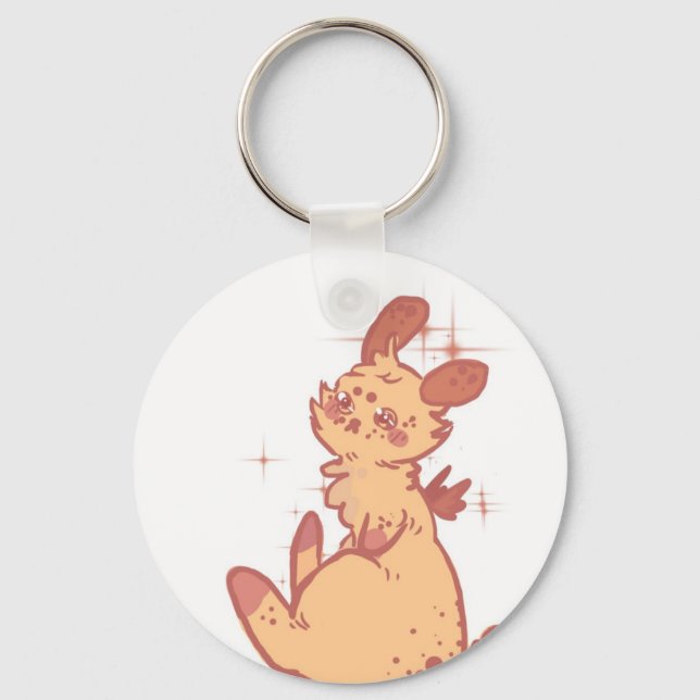 Cute Sparkling Rabbit (closeup) Keychain (Front)