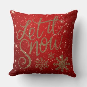 Cute Sparkly and Elegant Let It Snow Christmas Throw Pillow