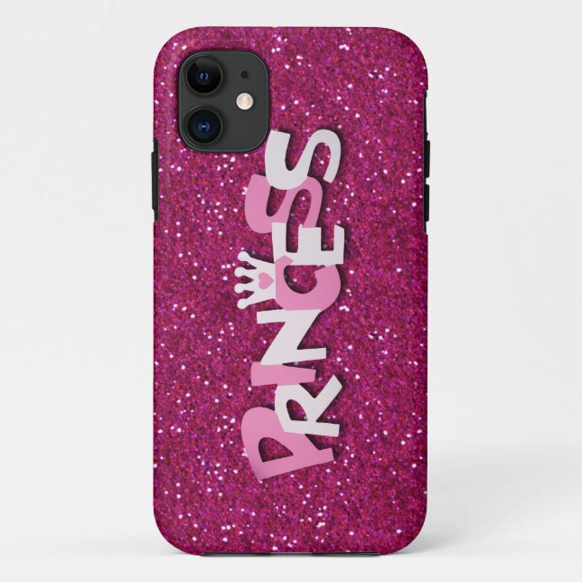 Cute Sparkly Hot Pink Princess Glitter Case-Mate iPhone Case (Back)