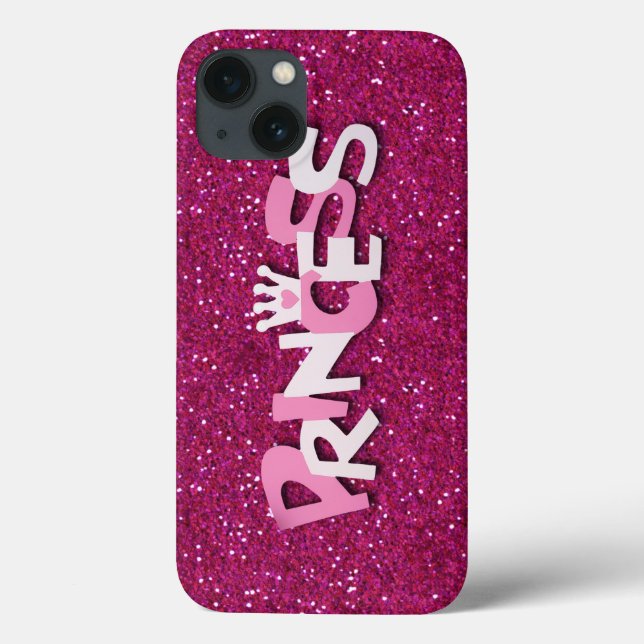 Cute Sparkly Hot Pink Princess Glitter Case-Mate iPhone Case (Back)