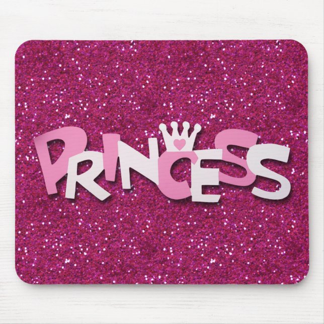 Cute Sparkly Hot Pink Princess Glitter Mouse Pad (Front)