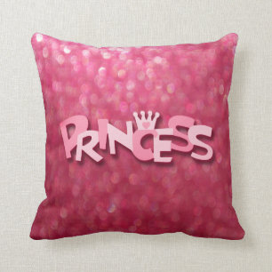 Cute Sparkly Pink Princess Bokeh Throw Pillow