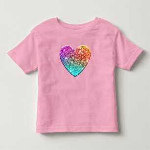 Cute sparkly rainbow glitter beart toddler t-shirt
