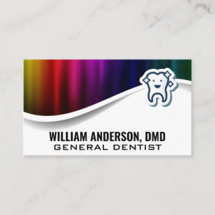 Cute Sparkly Tooth Logo   Colourful Metallic Business Card