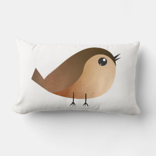 Cute Sparrow Bird Cartoon Lumbar Pillow