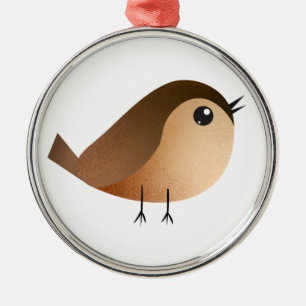 Cute Sparrow Bird Cartoon Metal Ornament