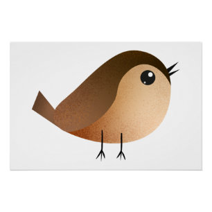 Cute Sparrow Bird Cartoon Poster