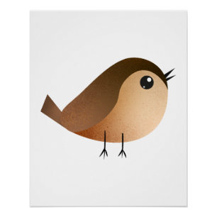 Cute Sparrow Bird Cartoon Poster