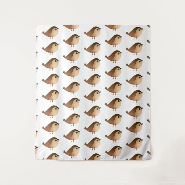 Cute Sparrow Bird Cartoon  Tapestry (Front)