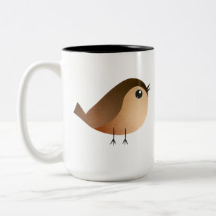 Cute Sparrow Bird Cartoon Two-Tone Coffee Mug