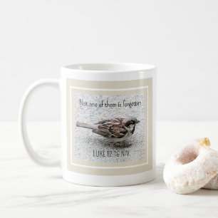 Cute Sparrow Bird Photo Bible Verse Simple Tan Cof Coffee Mug