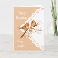 Cute Sparrow Birds Love Aunties Birthday