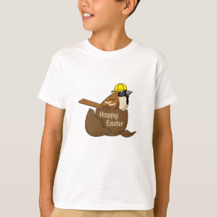 Cute Sparrow Chocolate Egg Happy Easter Kids T-Shirt