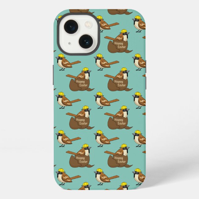 Cute Sparrow Chocolate Egg Happy Easter Pattern iPhone Case (Back)