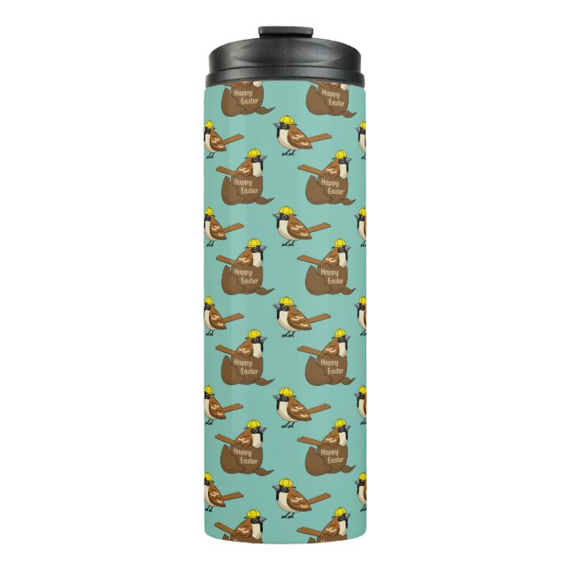 Cute Sparrow Chocolate Egg Happy Easter Pattern Thermal Tumbler (Front)