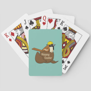 Cute Sparrow Chocolate Egg Happy Easter Playing Cards