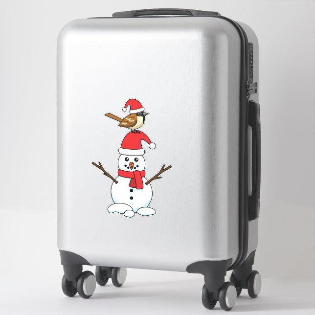 Cute Sparrow on Snowman (Suitcase)
