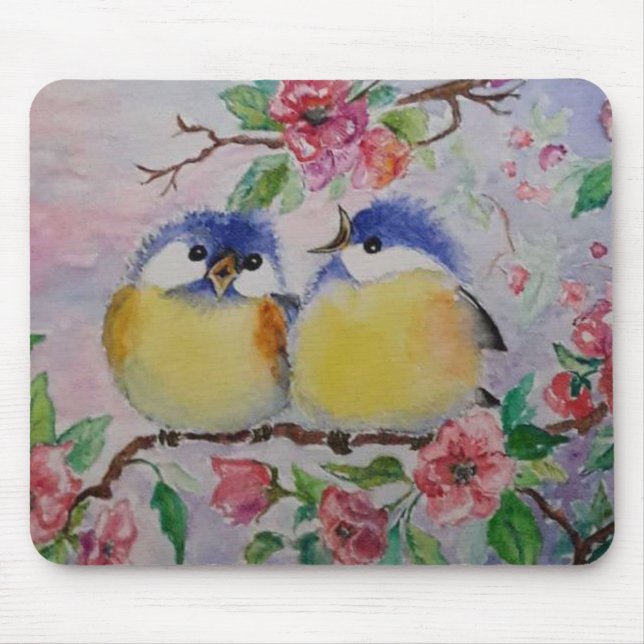 Cute Sparrows Mouse Pad - Painting (Front)