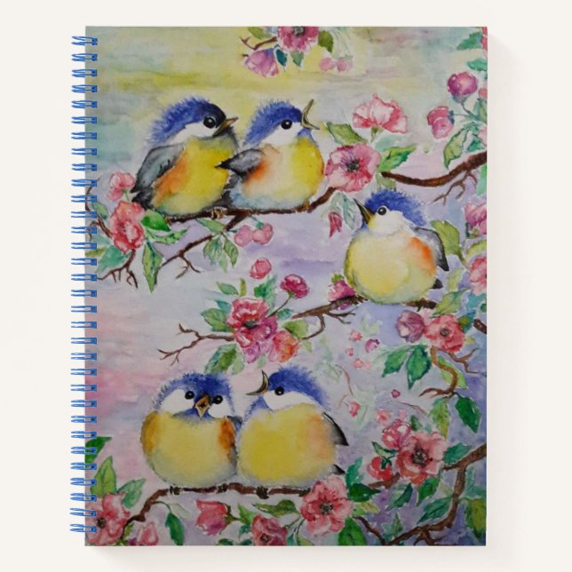 Cute Sparrows Notebook Spring (Front)