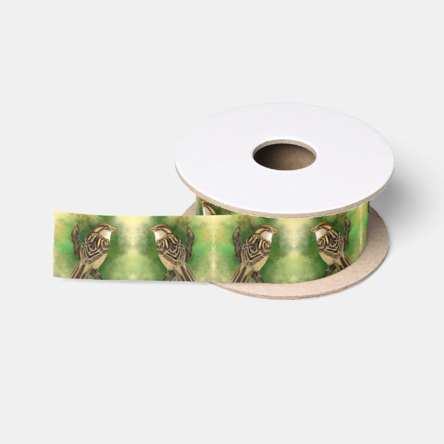 Cute Sparrows Ribbon Satin Ribbon (Spool)
