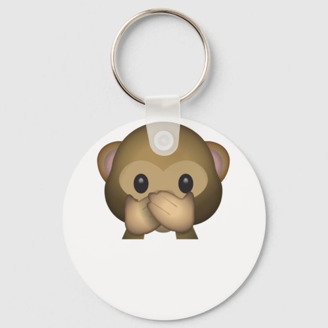 Cute Speak No Evil Monkey Emoji Keychain (Front)