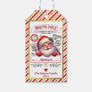 Cute Special Delivery North Pole With Santa Sack Gift Tags