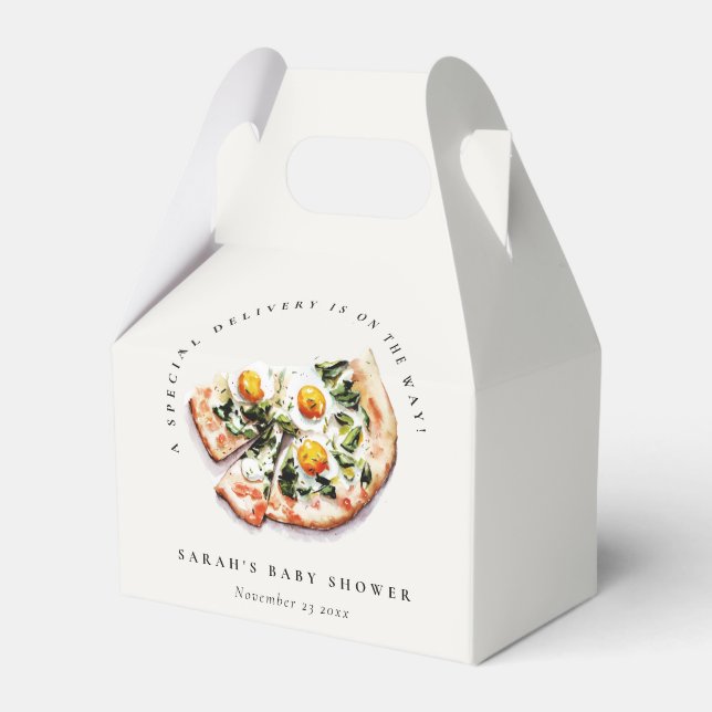 Cute Special Delivery Pizza Baby Shower Party Favor Box (Front Side)
