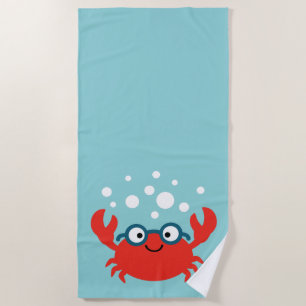 Cute Specky Crab Illustration Beach Towel