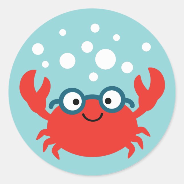 Cute Specky Crab Illustration Classic Round Sticker (Front)
