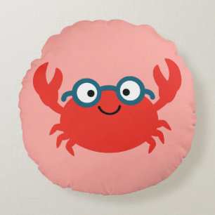 Cute Specky Crab Illustration Round Pillow