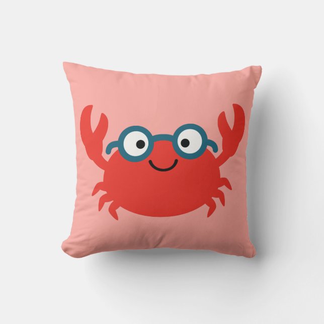 Cute Specky Crab Illustration Throw Pillow (Front)